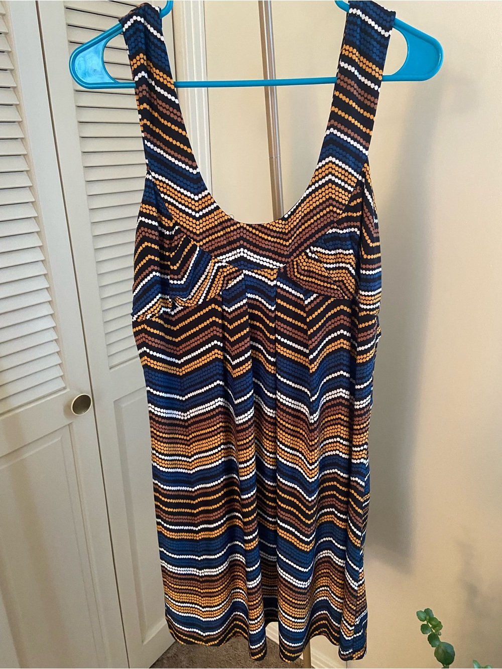 Metro Wear Navy, Mustard, Brown & White Striped Tank Dress